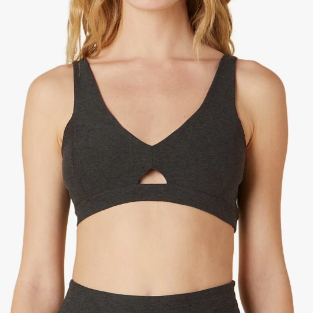Beyond Yoga Spacedye Charcoal Gray Adjustable-Strap Sports Bra